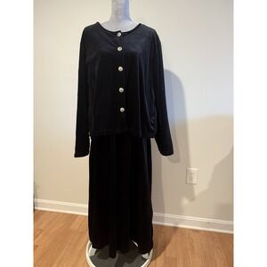 Vintage DIANE VON FURSTENBERG THE COLOR AUTHORITY Black Velvet Dress 3X 90s Y2K